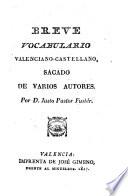 Breve vocabulario valenciano-castelano, sacado de varios autores