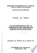 Las matemáticas en la enseñanza secundaria en España en el siglo XIX
